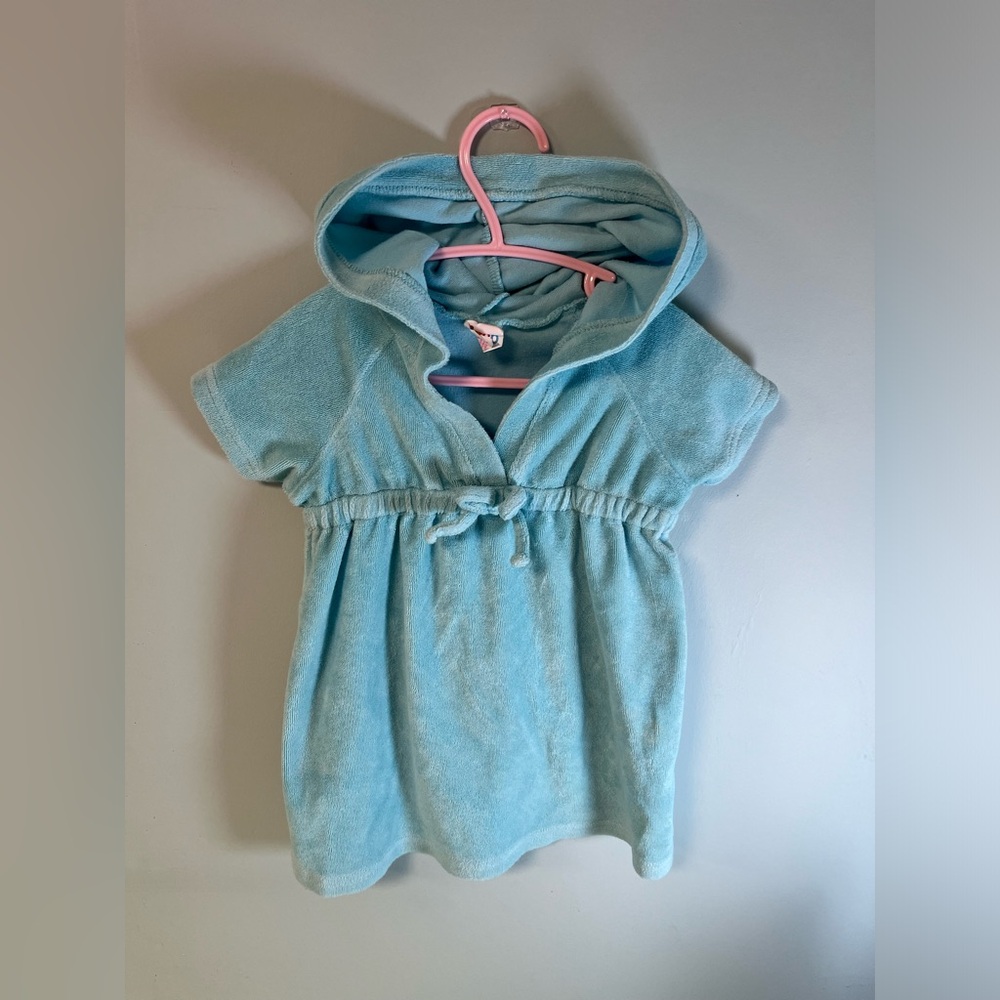 Circo Aqua Blue Hooded Over the Head Cover Up, Baby Girl Size 18 months